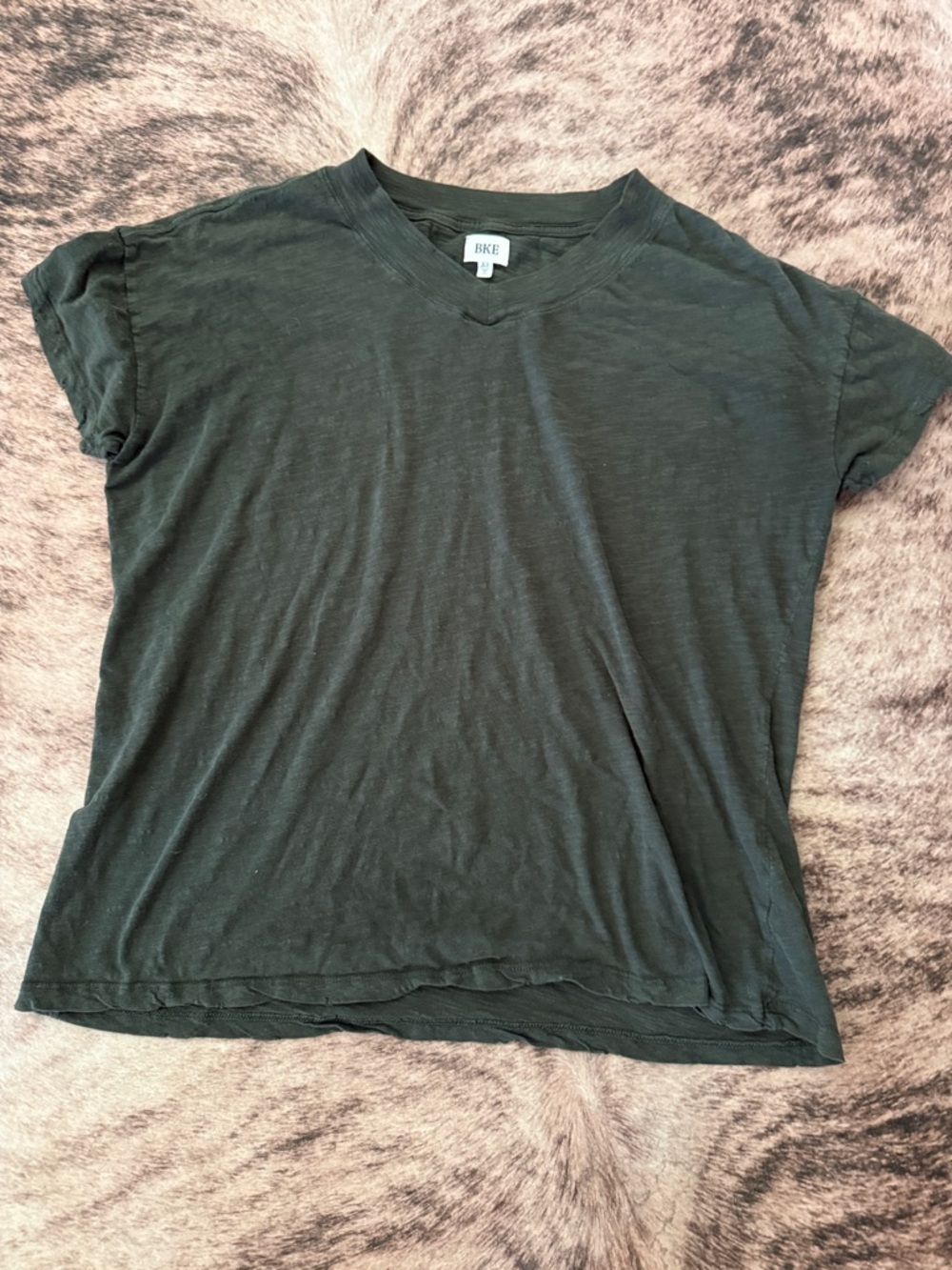 BKE Dark Charcoal V-Neck Short Sleeve Tee oversized